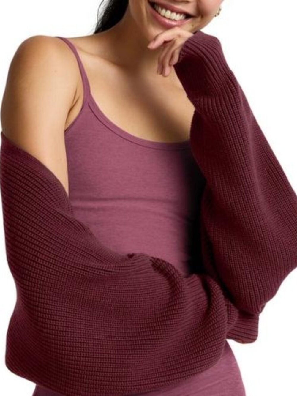 Beyond Yoga Ready For Barre Relaxed Wrap in Moody Burgundy XXS/XS